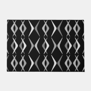 Midcentury Boomerangs Black Gray Doormat