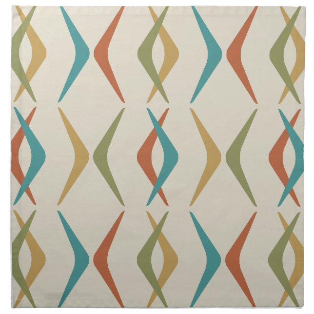 Midcentury Boomerangs Multicolored Light Cloth Napkin (Front)