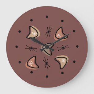 Midcentury Boomerangs Starbursts Earth Tones Large Clock