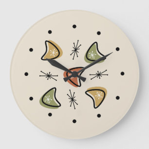Midcentury Boomerangs Starbursts Large Clock