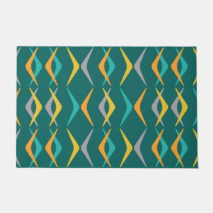 Midcentury Boomerangs Teal Doormat