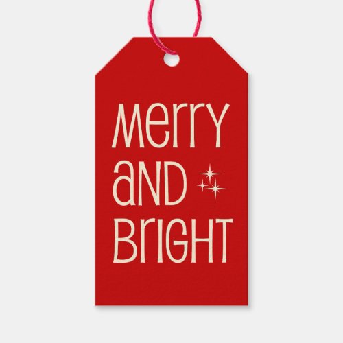 Midcentury Christmas Retro Merry and Bright Red Gift Tags