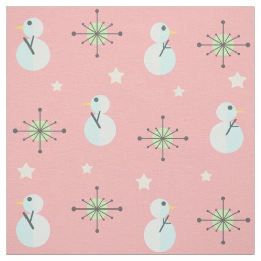 Midcentury Christmas Vintage Snowmen Fabric