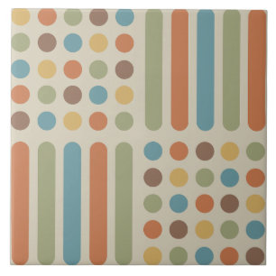 Midcentury Circles Lines Multicolored 1 Ceramic Tile