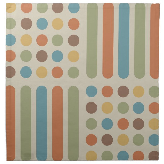 Midcentury Circles Lines Multicolored 1 Cloth Napkin (Front)