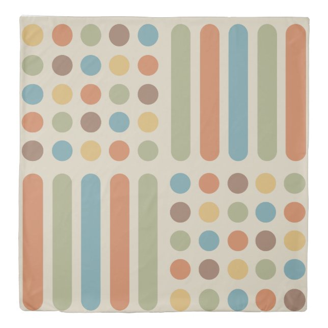 Midcentury Circles Lines Multicolored 1 Duvet Cover (Front)