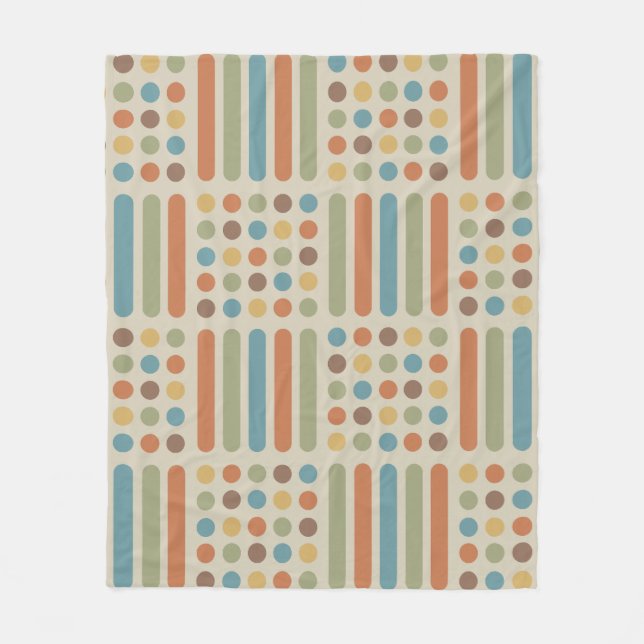 Midcentury Circles Lines Multicolored 1 Fleece Blanket (Front)
