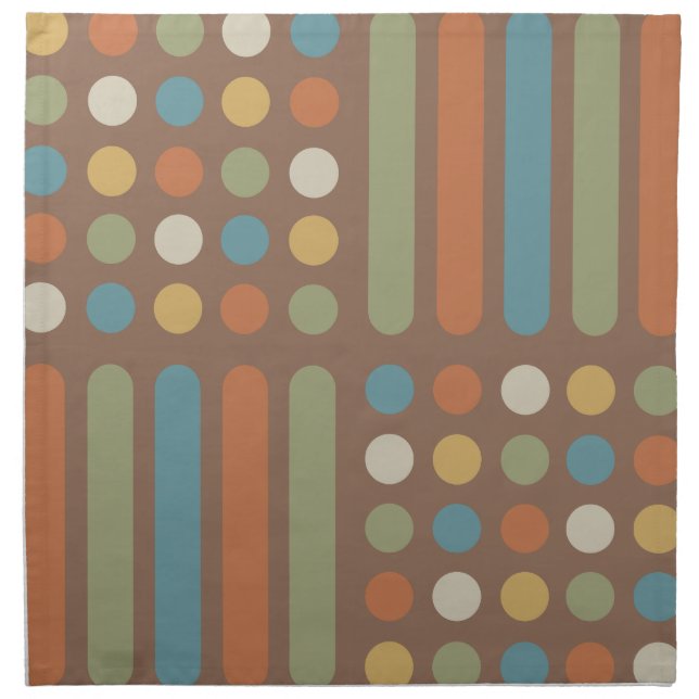 Midcentury Circles Lines Multicolored 2 Cloth Napkin (Front)