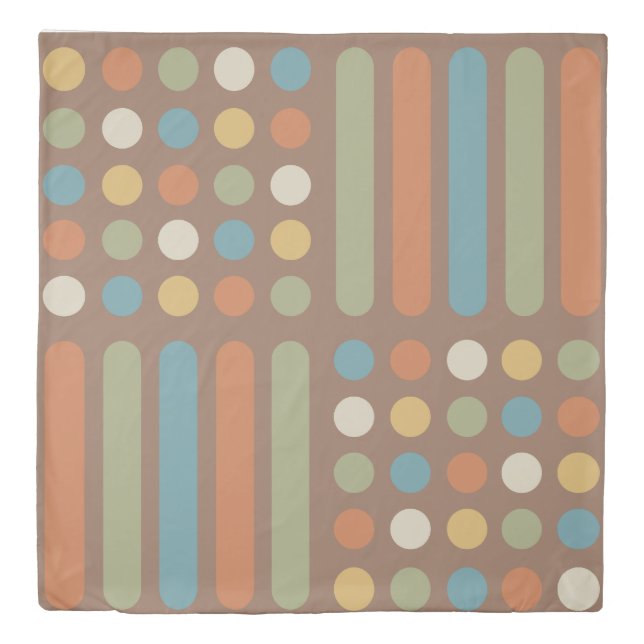 Midcentury Circles Lines Multicolored 2 Duvet Cover (Front)