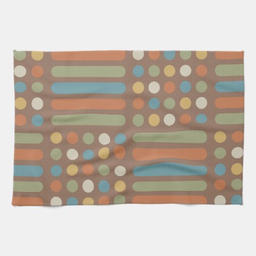 Midcentury Circles Lines Multicolored 2 Kitchen Towel