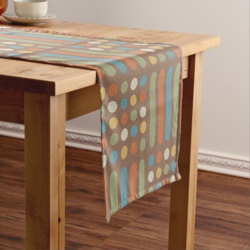 Midcentury Circles Lines Multicolored 2 Short Table Runner