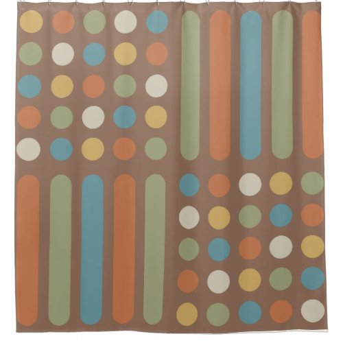 Midcentury Circles Lines Multicolored 2 Shower Curtain