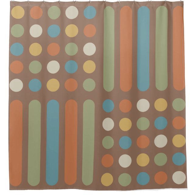 Midcentury Circles Lines Multicolored 2 Shower Curtain (Front)
