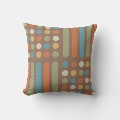 Midcentury Circles Lines Multicolored 2 Throw Pillow