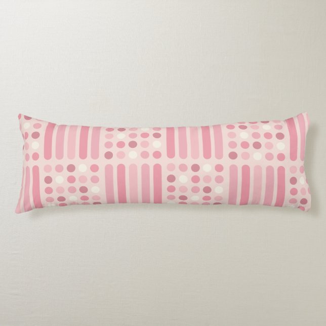 Midcentury Circles Lines Pink Vanilla Body Pillow (Front)