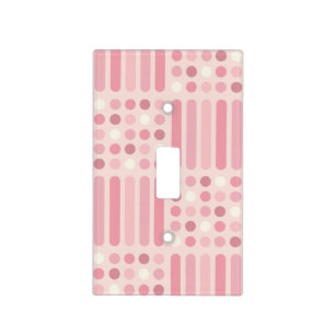 Midcentury Circles Lines Pink Vanilla Light Switch Cover