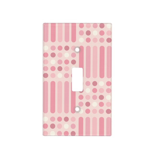 Midcentury Circles Lines Pink Vanilla Light Switch Cover (Front)