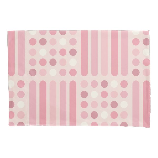 Midcentury Circles Lines Pink Vanilla Pillow Case (Front)