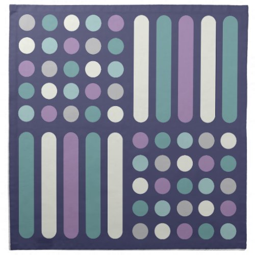 Midcentury Circles Lines Purple Turquoise Cloth Napkin