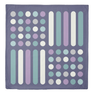 Midcentury Circles Lines Purple Turquoise Duvet Cover