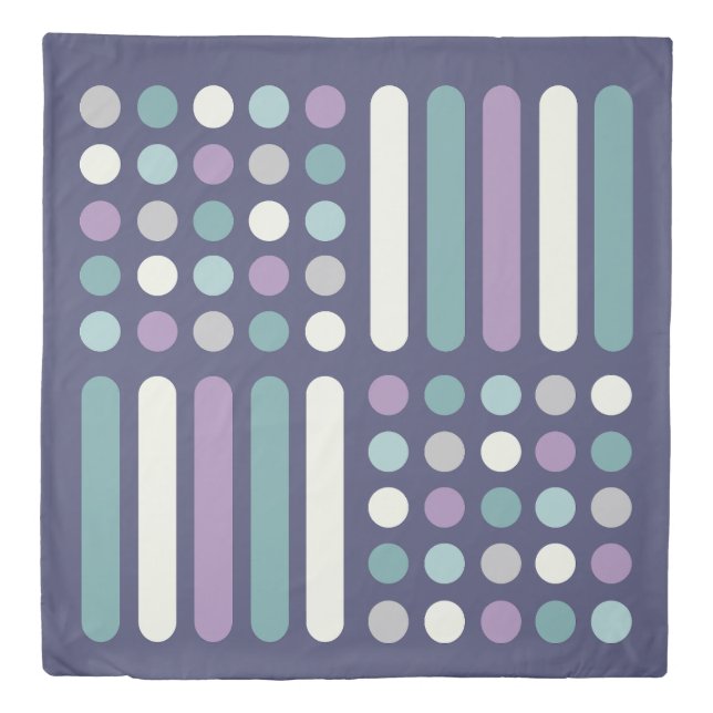 Midcentury Circles Lines Purple Turquoise Duvet Cover (Front)