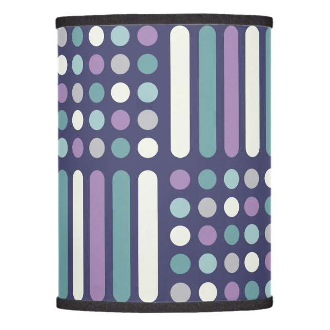 Midcentury Circles Lines Purple Turquoise Lamp Shade (Front)
