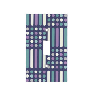 Midcentury Circles Lines Purple Turquoise Light Switch Cover