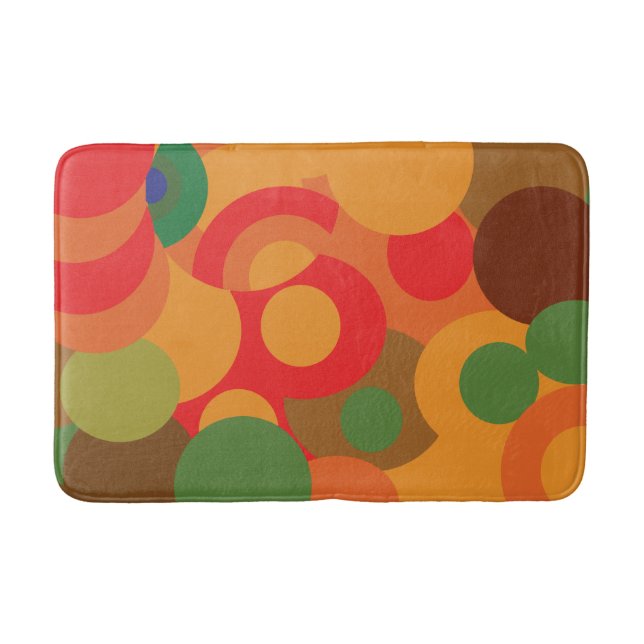 Midcentury Colorful Retro pattern Bath Mat (Front)