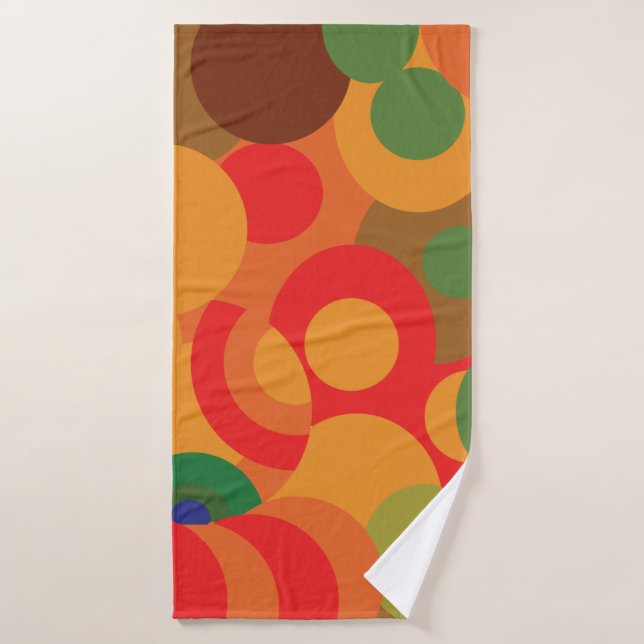 Midcentury Colorful Retro pattern Bath Towel (Bath Towel)