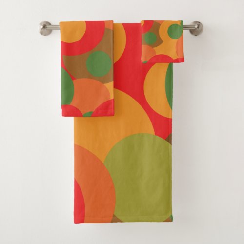 midcentury Colorful Retro pattern Bath Towel Set