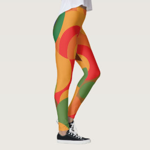 Midcentury colorful retro pattern leggings