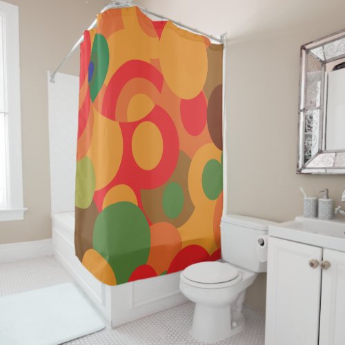 midcentury Colorful Retro pattern Shower Curtain