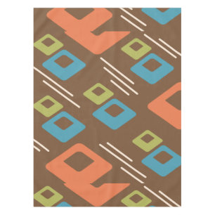 Midcentury Diamonds Art Multicolored Dark Tablecloth