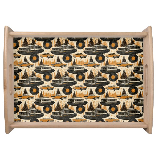 Midcentury Diner Holiday Hosting Scene Serving Tray (Front)