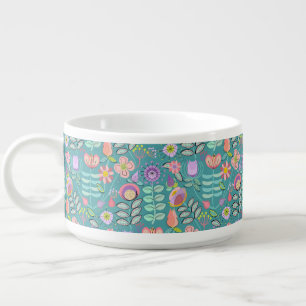 Midcentury Floral Green Bowl