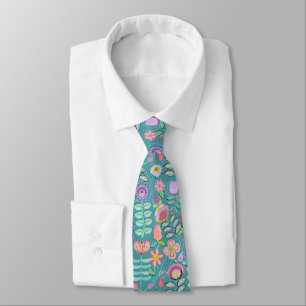 Midcentury Floral Green Neck Tie