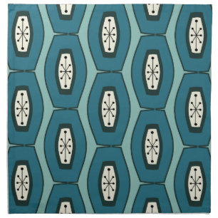 Midcentury Funky Chain Turquoise Cloth Napkin