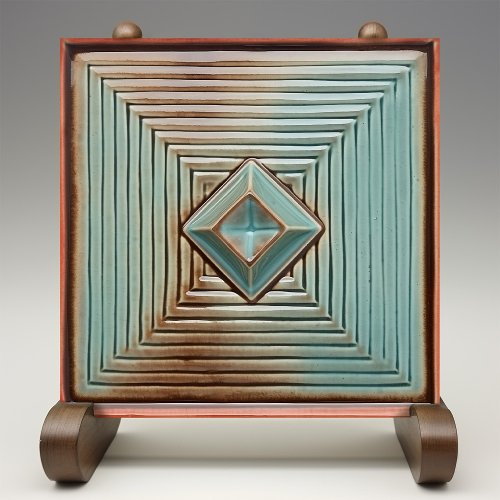 Midcentury Geometric Elegance Earthy Teal Ceramic Tile