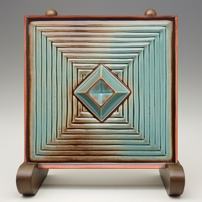 Midcentury Geometric Elegance Earthy Teal Ceramic Tile (Creator Uploaded)