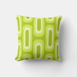 Midcentury Geometric Shapes Chartreuse Throw Pillow
