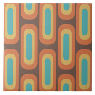 Midcentury Geometric Shapes Multicolored Ceramic Tile