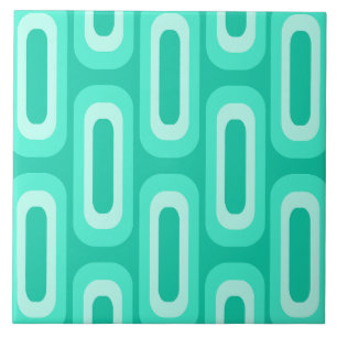 Midcentury Geometric Shapes Turquoise Ceramic Tile
