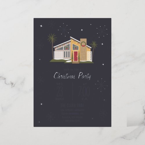 Midcentury House Christmas Party Foil Foil Invitat Foil Invitation