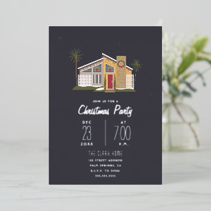 Midcentury House Christmas Party Foil Foil Invitat Invitation