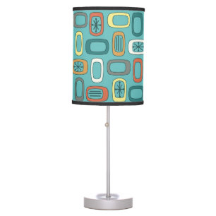 Midcentury MCM Rounded Rectangles Aquamarine Table Lamp