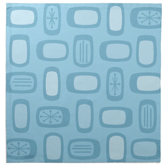 Midcentury MCM Rounded Rectangles Baby Blue Cloth Napkin (Front)