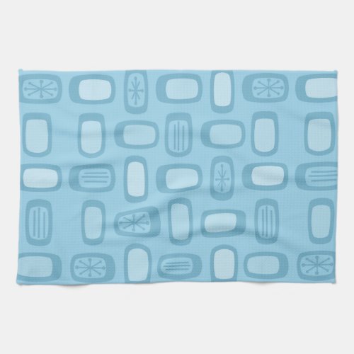 Midcentury MCM Rounded Rectangles Baby Blue Kitchen Towel