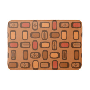 Midcentury MCM Rounded Rectangles Burnt Orange Bath Mat