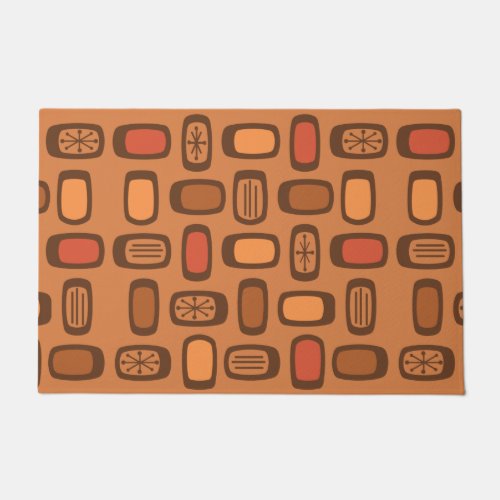 Midcentury MCM Rounded Rectangles Burnt Orange Doormat