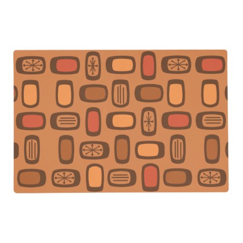 Midcentury MCM Rounded Rectangles Burnt Orange Placemat